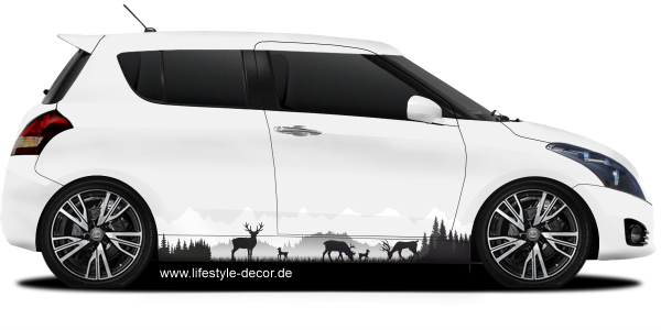 Preview: Autoaufkleber Waldlichtung im Gebirge Preview: Autoaufkleber Waldlichtung im Gebirge