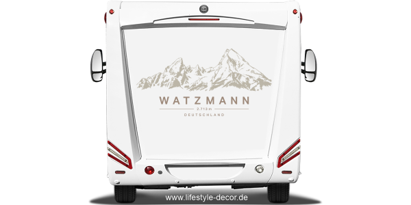 Preview: Autoaufkleber Watzmann auf Heck von Wohnwagen oder Wohnmobil