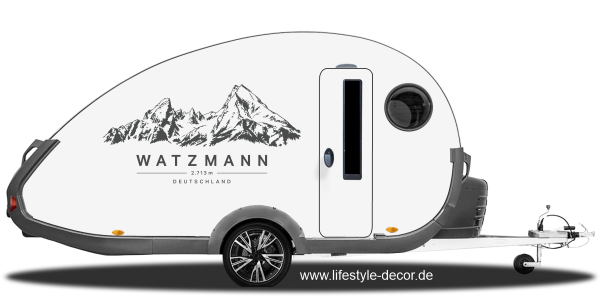 Preview: Autoaufkleber Watzmann auf Seitenwand von Wohnwagen