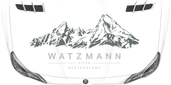 Preview: Autoaufkleber Watzmann auf heller Motorhaube