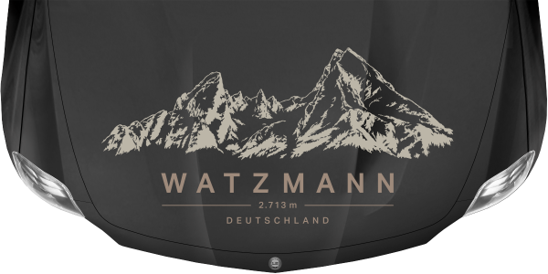 Autoaufkleber Watzmann auf dunkler Motorhaube