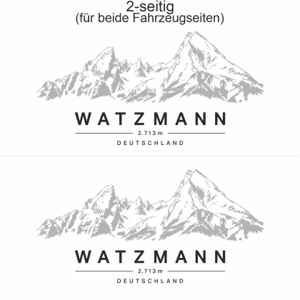 Autoaufkleber Watzmann - Ansicht zweiseitig für beide Fahrzeugseiten