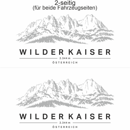 Autoaufkleber Wilder Kaiser - Ansicht zweiseitig für beide Fahrzeugseiten