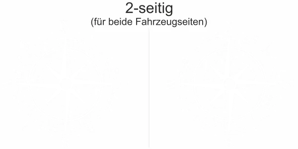 Autoaufkleber Windrose Autoaufkleber Bunte Kompassrose - Ansicht zweiseitig für beide Fahrzeugseiten und Farbauswahl