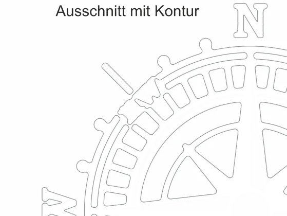 Autoaufkleber Windrose - Ansicht Ausschnitt mit weißer Kontur