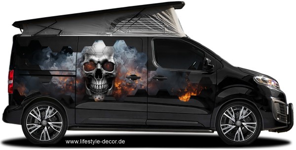 Preview: Autodekor Totenkopf in Flammen Preview: Autodekor Totenkopf in Flammen