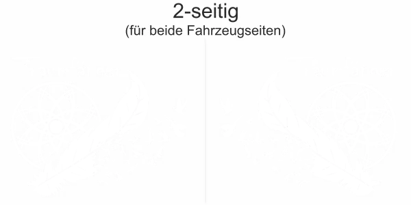 autodekor-traumfaenger-mit-text - Ansicht zweiseitig für beide Fahrzeugseiten und Farbauswahl