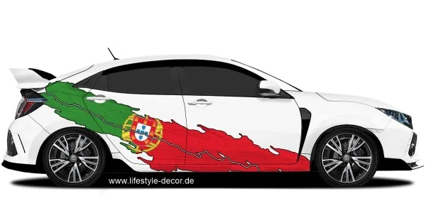 Portugiesische Flagge als Aufkleber für die Fahrer- und Beifahrerseite