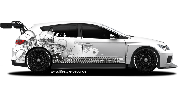 Preview: Autoaufkleber Klecks Design Totenköpfe Reifenspur Preview: Autoaufkleber Klecks Design Totenköpfe Reifenspur