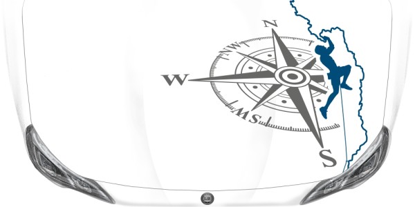 Preview: Autoaufkleber Climbing mit Kompass