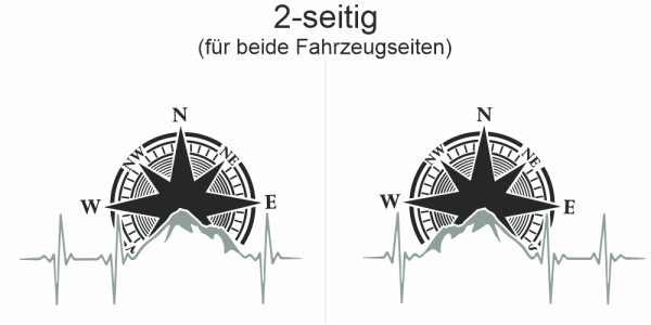 Preview: Autoaufkleber Kompass und Berge