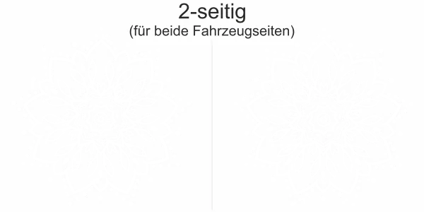 Dekorativer Mandalasticker fürs Auto - Ansicht zweiseitig für beide Fahrzeugseiten und Farbauswahl