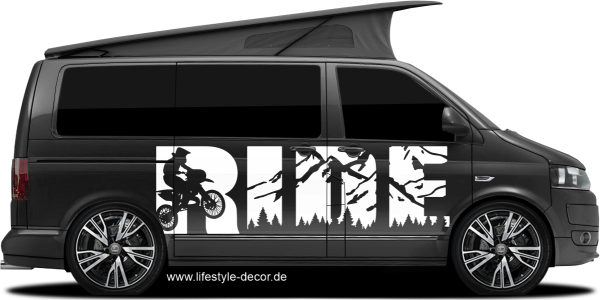 Preview: Autosticker Motocross Preview: Autosticker Motocross auf dunklem Van - Ansicht Farbauswahl