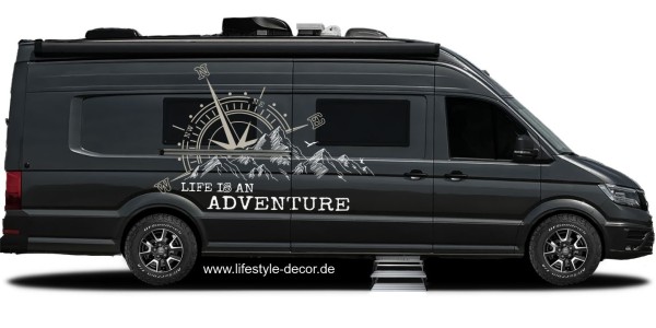 Preview: Autoaufkleber Mountains and Compass - Life is an adventure Preview: Autoaufkleber Mountains and Compass - Life is an adventure