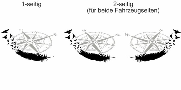 Preview: Autoaufkleber Windrose mit Feder