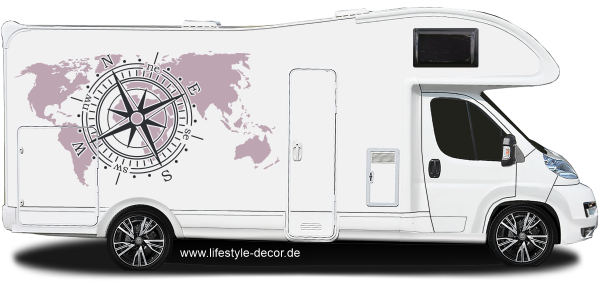 Preview: Autosticker Windrose mit Weltkarte Preview: Autosticker Windrose mit Weltkarte