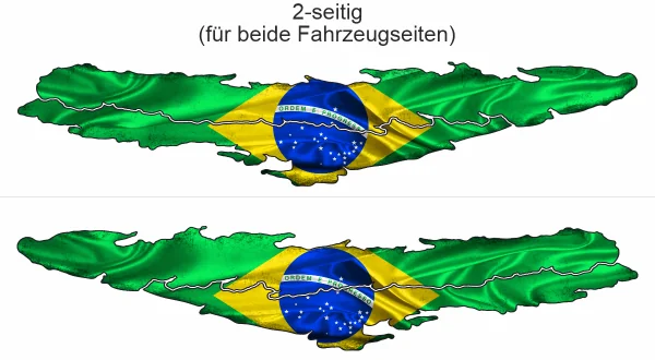 Autoaufkleber mit der Fahne von Brasilien - Ansicht zweiseitig für beide Fahrzeugseiten