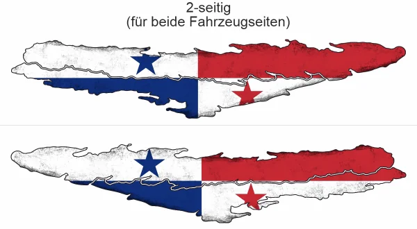 Autoaufkleber mit der Fahne von Panama - Ansicht zweiseitig für beide Fahrzeugseiten