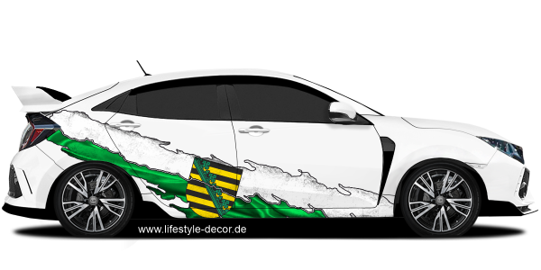 Preview: Autotattoo Fahne von Sachsen Preview: Autotattoo Fahne von Sachsen