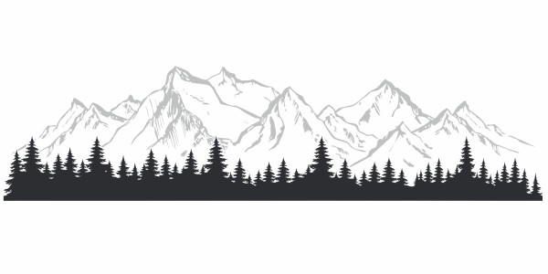 Preview: Autoaufkleber Gebirgskette mit Tannenwald Preview: Autoaufkleber Gebirgskette mit Tannenwald