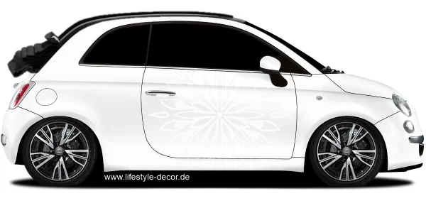 Autotattoo Hindu Mandala auf hellem PKW - Ansicht Farbauswahl