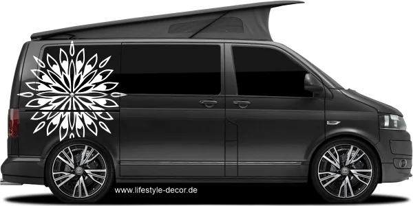 Autotattoo Hindu Mandala auf dunklem Camper - Ansicht Farbauswahl