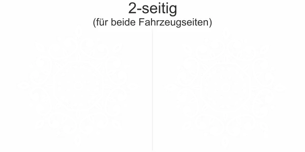 Autoaufkleber mit Mandalamotiv - Ansicht zweiseitig für beide Fahrzeugseiten und Farbauswahl