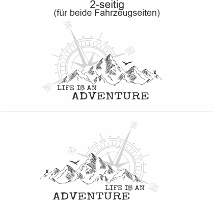 Autoaufkleber Mountains and Compass - Life is an adventure