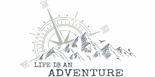 Preview: Autoaufkleber Mountains and Compass - Life is an adventure Preview: Autoaufkleber Mountains and Compass - Life is an adventure