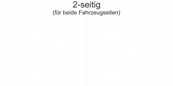 Autotattoo Om - Ansicht beide Fahrzeugseiten und Farbauswahl