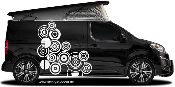 Autotattoo Retro Ornament auf dunklem Camper - Ansicht Farbauswahl