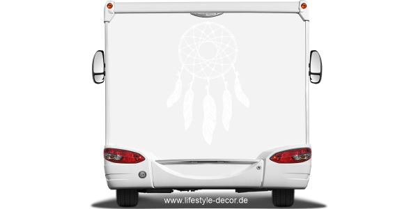 Preview: Autotattoo Traumfänger Motiv Preview: Traumfänger Motiv als Autoaufkleber auf Heck von Wohnmobil oder Wohnwagen - Ansicht Farbauswahl