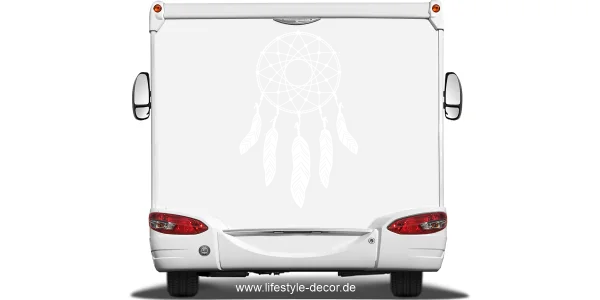 Traumfänger Motiv als Autoaufkleber auf Heck von Wohnmobil oder Wohnwagen - Ansicht Farbauswahl