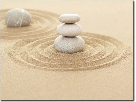 Fensterfolie Balance Zen Stones in Sand Original Foto