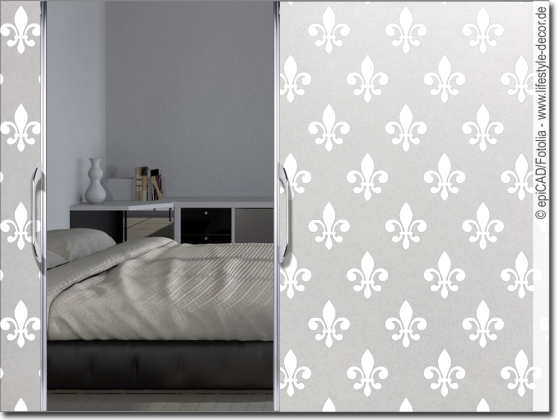 Preview: Sichtschutzdekor Musselinglas französische Lilie - bedruckt