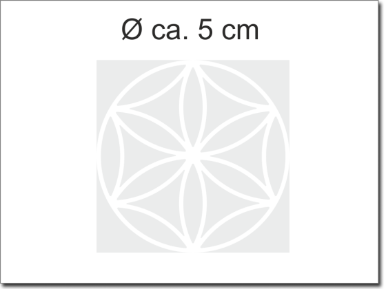 Preview: Sichtschutzdekor Musselinglas Blume des Lebens 5 cm - bedruckt