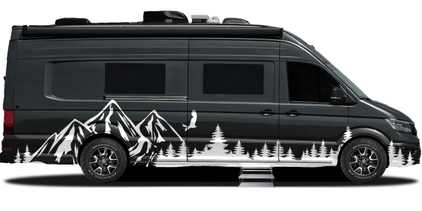 Preview: Bergpanorama Wald und Adler für Wohnmobil