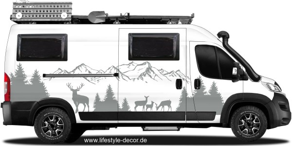 Preview: Bergpanorama Wald und Rotwild für Wohnmobil Preview: Bergpanorama Wald und Rotwild für Wohnmobil