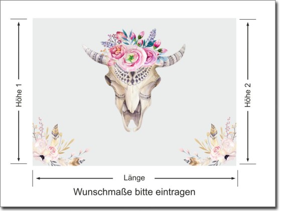 Preview: Bedruckte Milchglasfolie Blumenschädel
