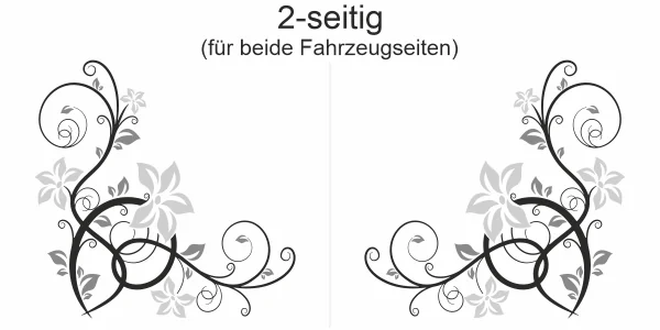 Bunter Auto Aufkleber Stilvolles Ornament - Ansicht zweiseitig für beide Fahrzeugseiten