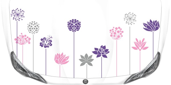 Preview: Bunter Autoaufkleber Blumenschuck auf Motorhaube