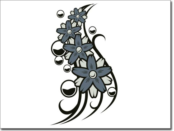 Preview: Buntes Möbeltattoo Blütenzauber mit Perlen