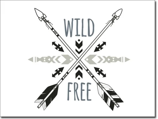 Bunter Wandaufkleber mit Text Wild Free