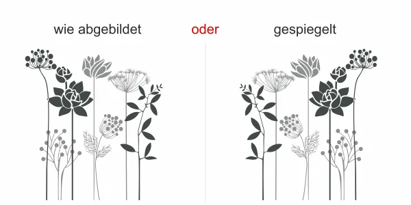 Buntes Wandtattoo mit Blumenwiese - Ansicht Ausrichtung