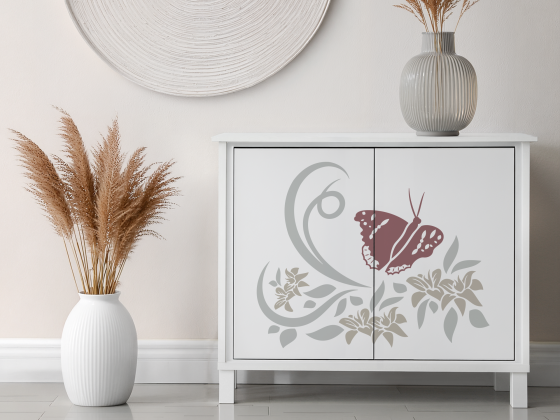 Preview: Buntes Möbeltattoo Traumfalter