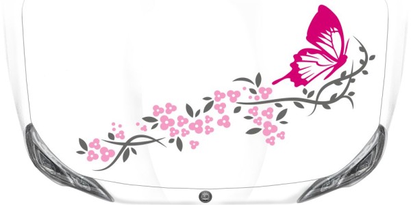 Preview: Buntes Autotattoo Blütenzauber mit Falter