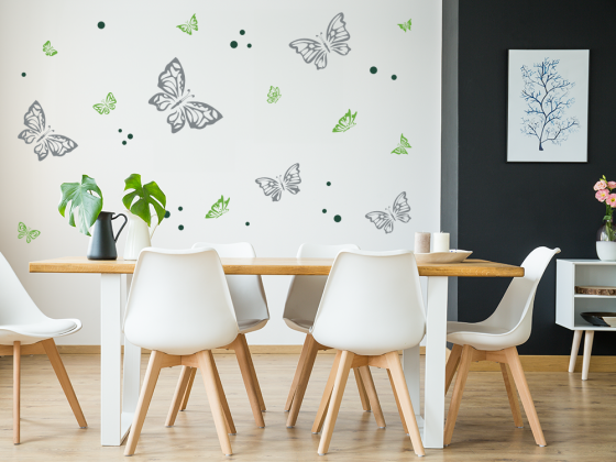 Preview: Buntes Wandtattoo Set Lustige Falter