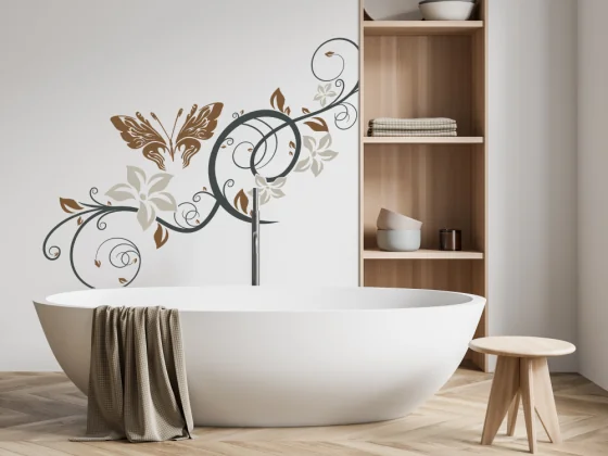 Wandtattoo mit buntem Styling Falter Ornament