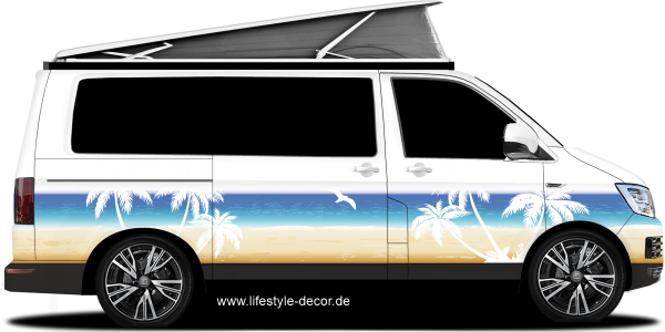 Preview: Wohnmobil Aufkleber Strand und Palmen Preview: Wohnmobil Aufkleber Strand und Palmen
