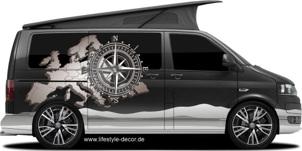 Preview: Autoaufkleber 3D Europakarte mit Windrose und Bergpanorama Preview: Autoaufkleber 3D Europakarte mit Windrose und Bergpanorama